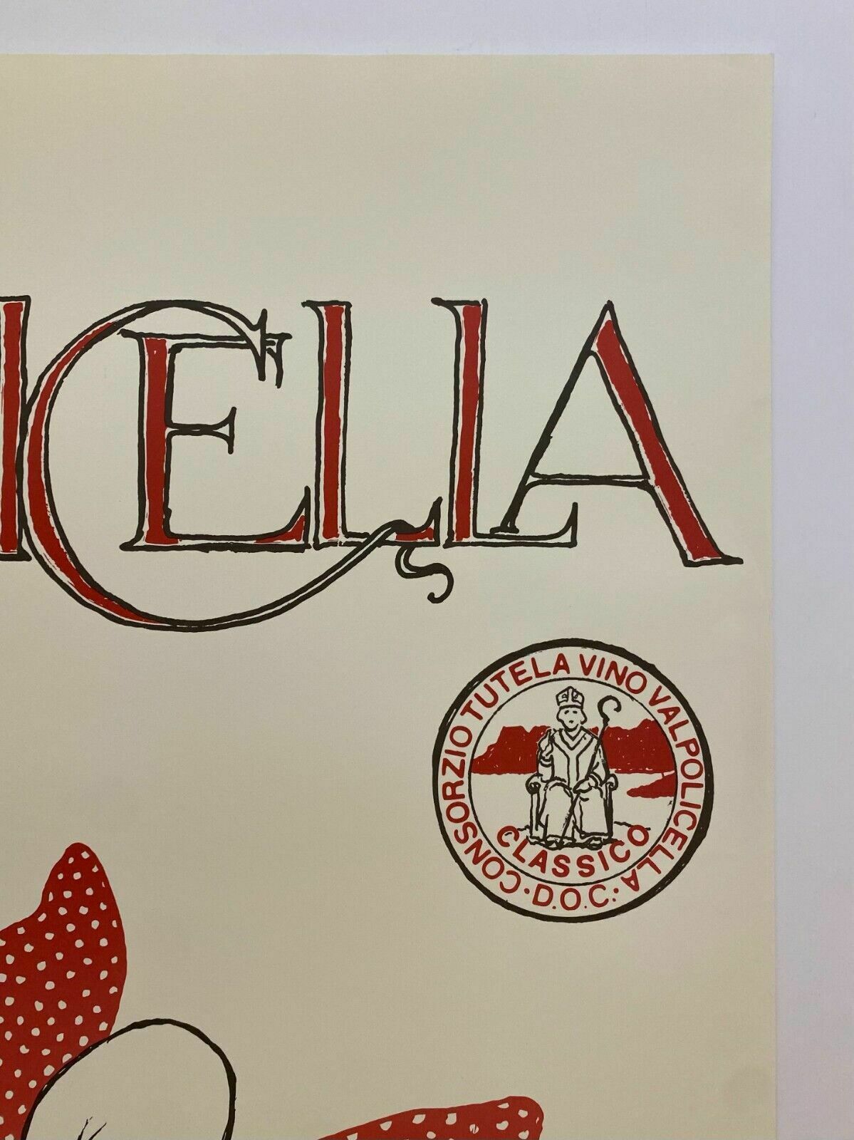 Milo Manara, 1980 Ca   Valpolicella   Original Vintage Affiche Cm 100 X 70 photo 400.0