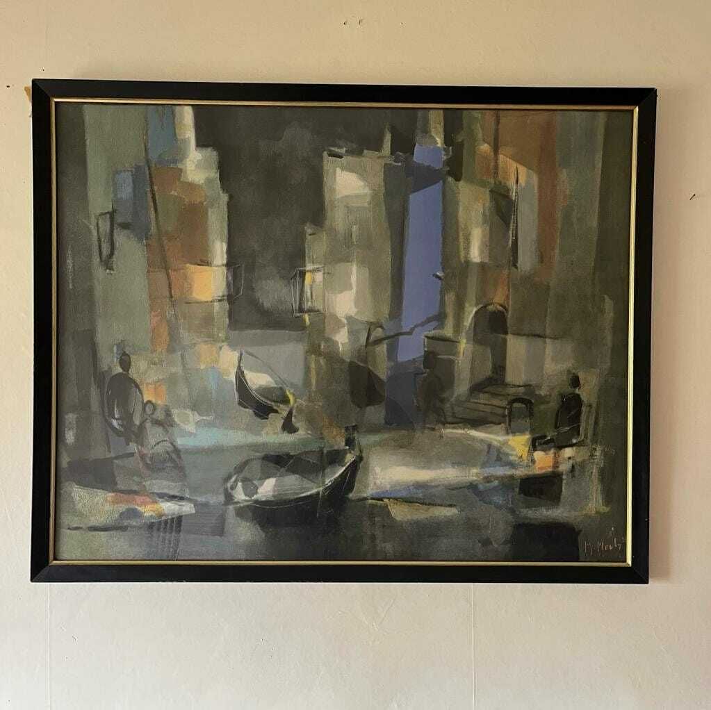 Framed Print Of Spanish Market Cubist Style By M Mouly photo 290.0