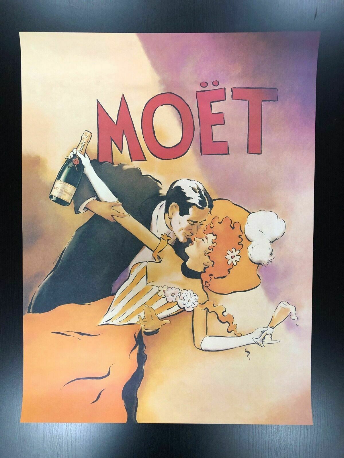 Vince Mcindoe, 80s   Moët & Chandon   Original Vinatge Offset Poster Cm 61 X 46 photo for sale