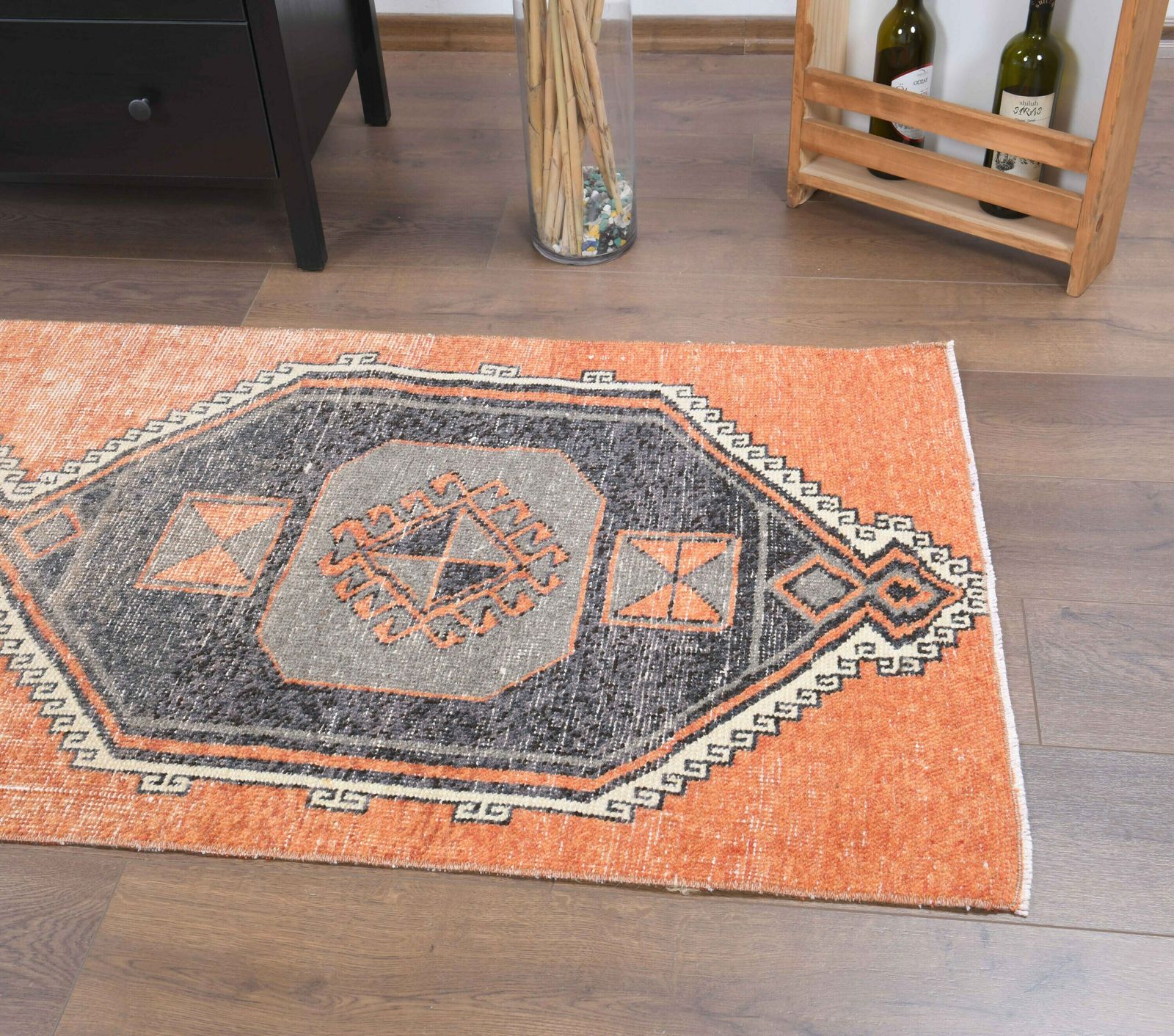 3x9 Vintage Runner Turkish, Oushak Rug, Handmade Wool Rug, Orange Hallway Rugs, Rustic Boho Farmhouse Decor, One Of A Kind, Anatolian Carpet photo buy