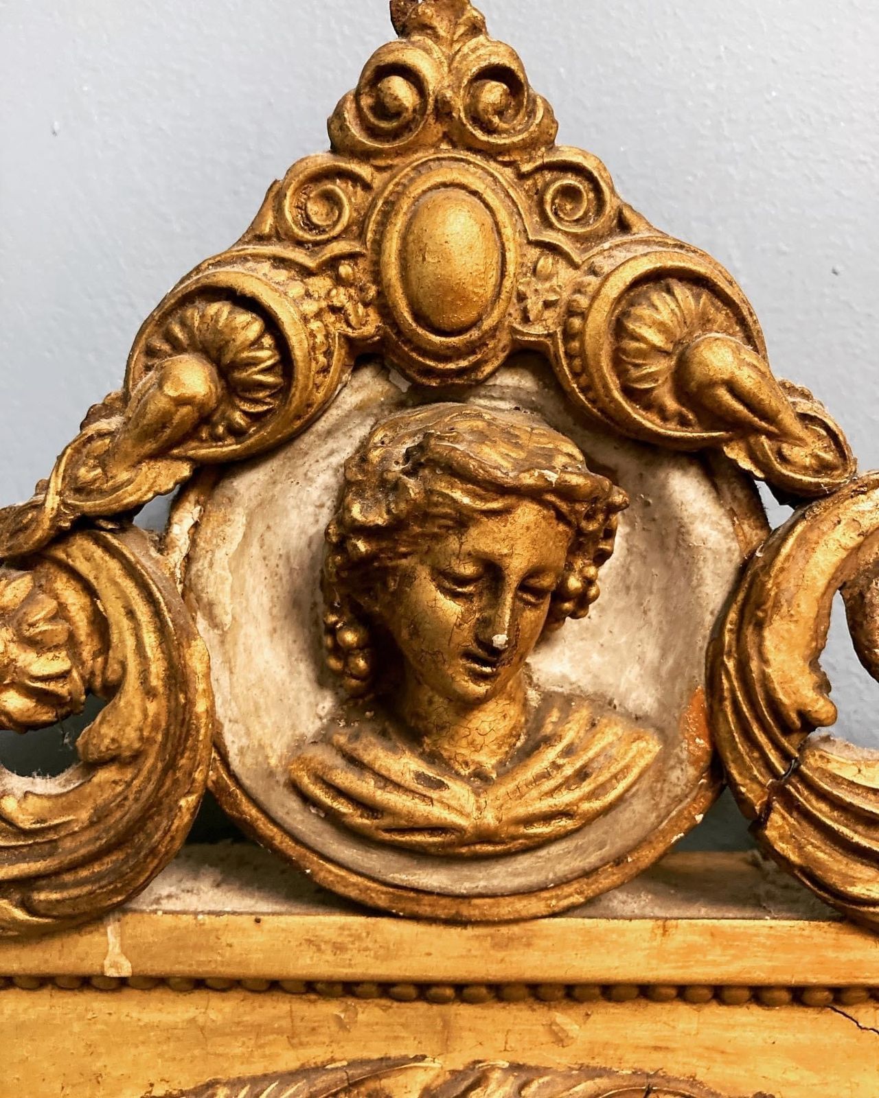 Victorian Gilt Gesso Arched Mirror With A Set Of 3 Shelves photo Home Decor