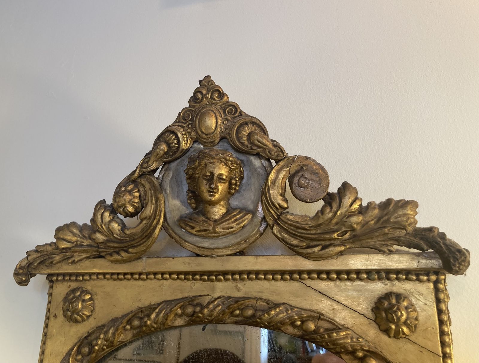 Victorian Gilt Gesso Arched Mirror With A Set Of 3 Shelves photo buy