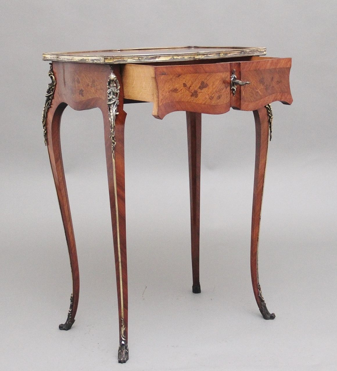 A Freestanding 19th Century French Kingwood And Marquetry Side Table photo for sale