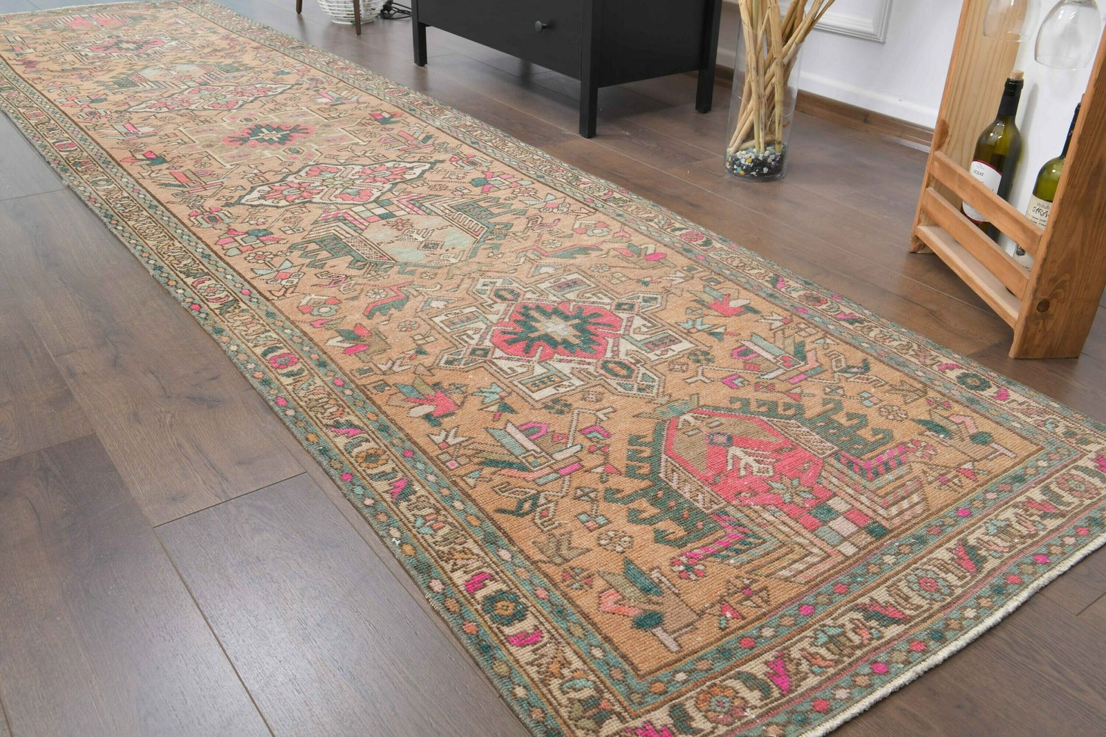 photo furniture 3x12 Vintage Runner, Oushak Runner, Handmade Wool Floral Hallway Rugs, Anatolia Farmhouse Decor One Of A Kind, Ethnic