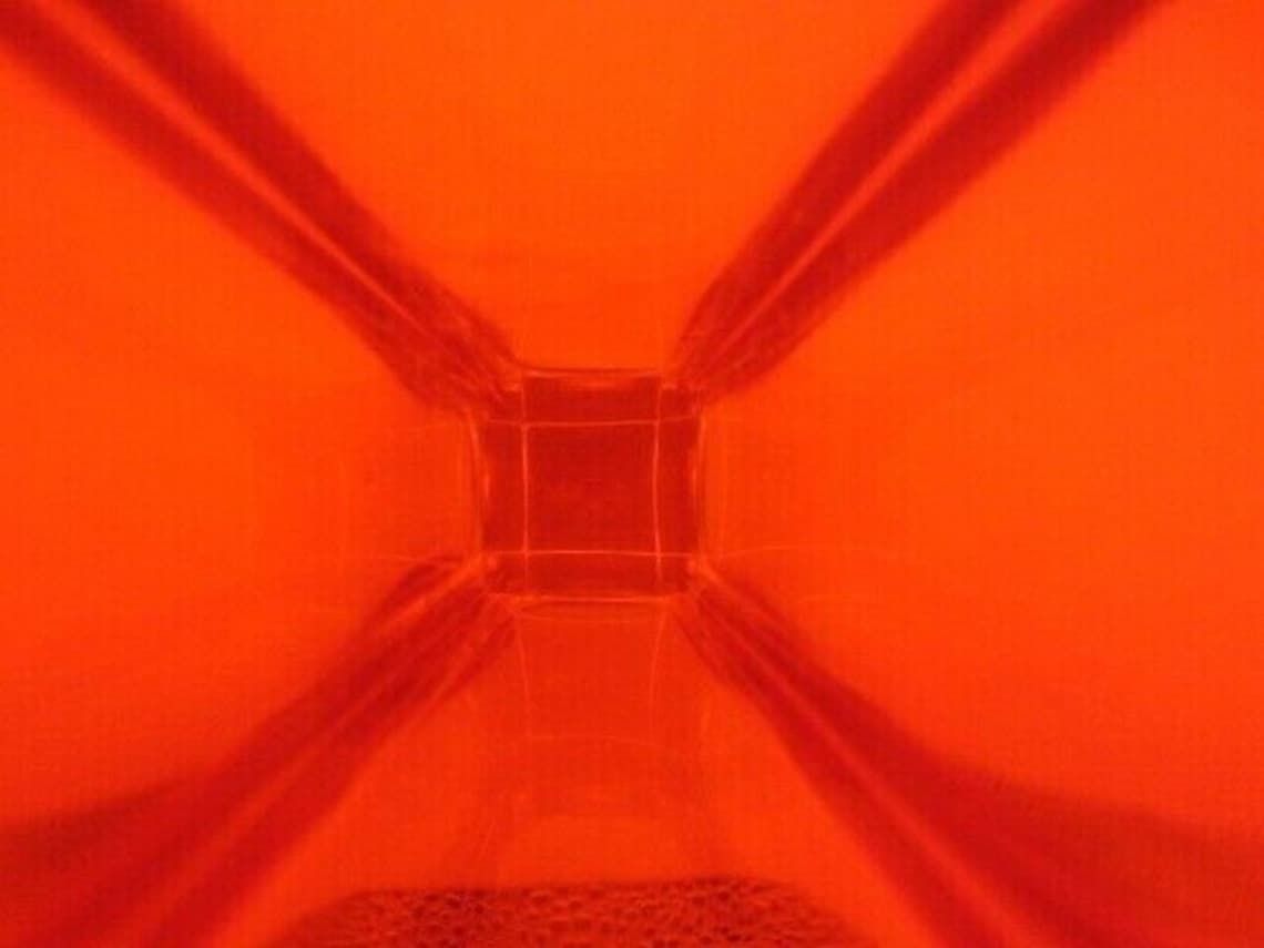 Murano Mandruzzato Sommerso Faceted Red Amber Mid Century Art Glass Vase photo vintage