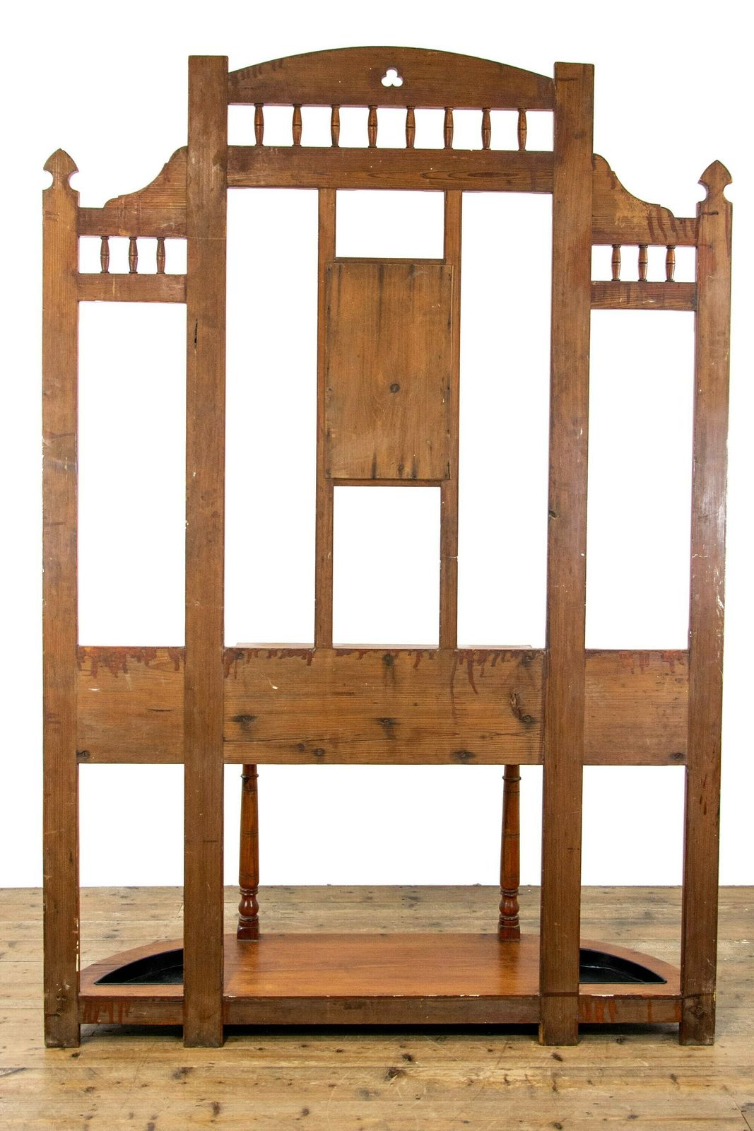 Large Antique Pitch Pine Hall Stand | Entrance Hall Stick Stand | Antique Hallway Storage (M 3716) photo vintage