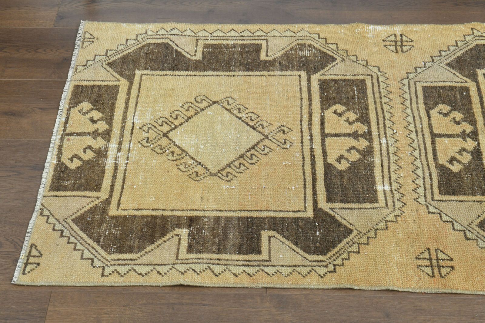 3x9 Vintage Turkish Oushak Runner Rug, Kitchen Hallway Runner, Handmade Wool Rug, Entryway Geometric Rugs, One Of A Kind, Farmhouse Decor photo vinterior