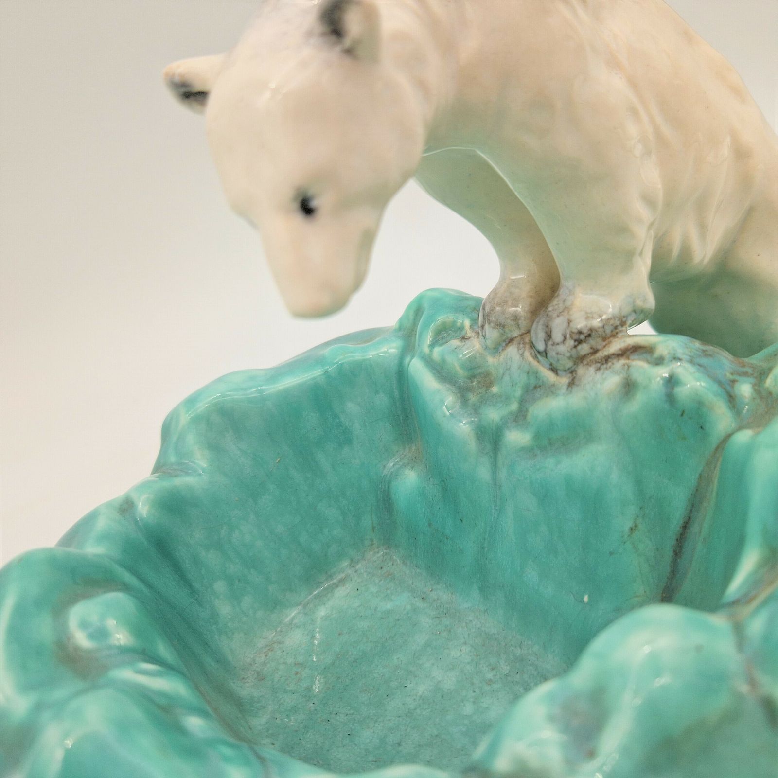 Art Deco Ceramic Bowl With Polar Bear By Ditmar Urbach. 1930   1935 photo vintage