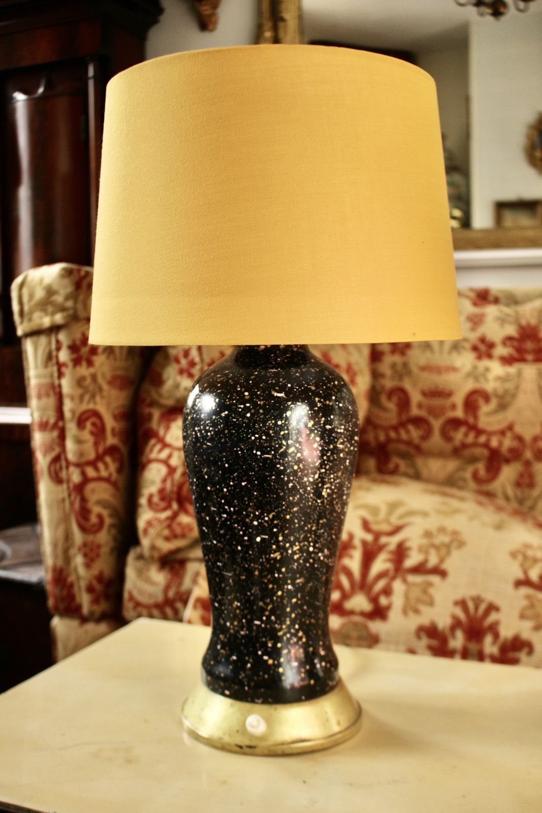 A Lovely Pair Of Mid/Late C20th Wooden Lamps, Gold, Baluster Form photo for sale