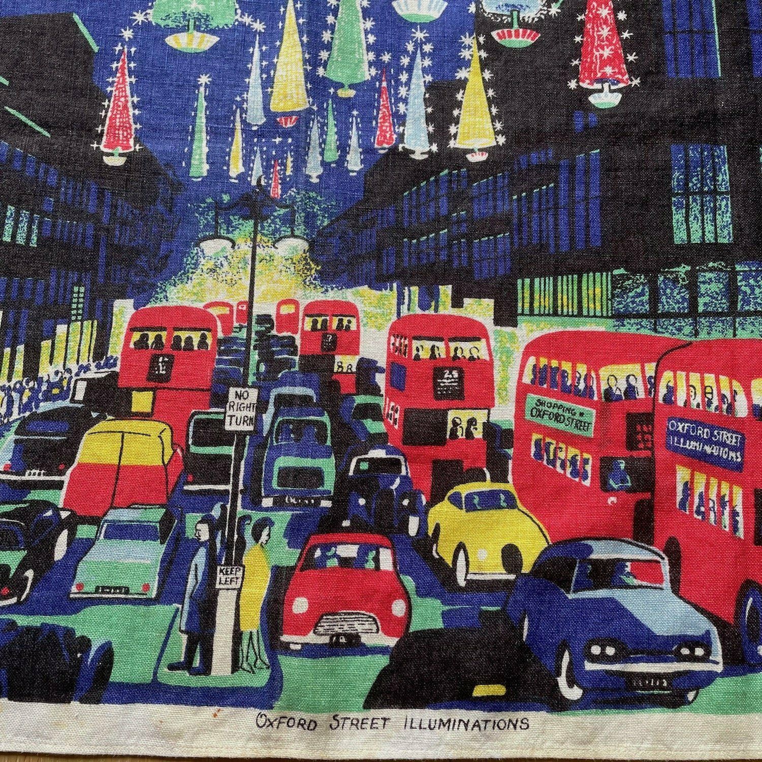 1962 Ulster Linen Oxford Street Lights Tea Towel photo Art