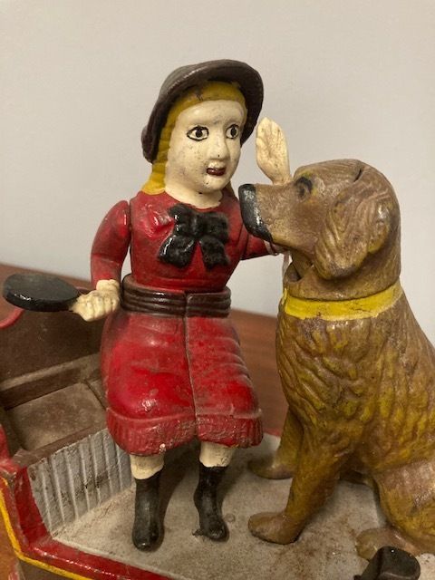 Antique Piggy Bank In Cast Iron From The Early 1900s American With Mechanical Action photo 332.8