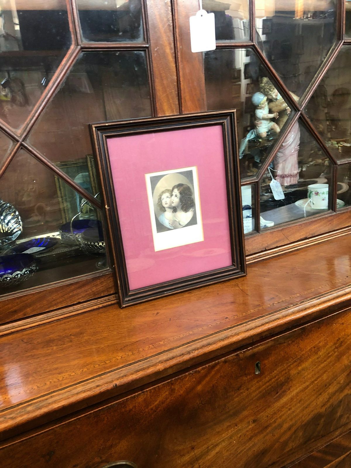 Thankful Children T Uwins Sangster Hand Coloured Antique Engraving Sisters In Dark Pink Mount T1 photo furniture