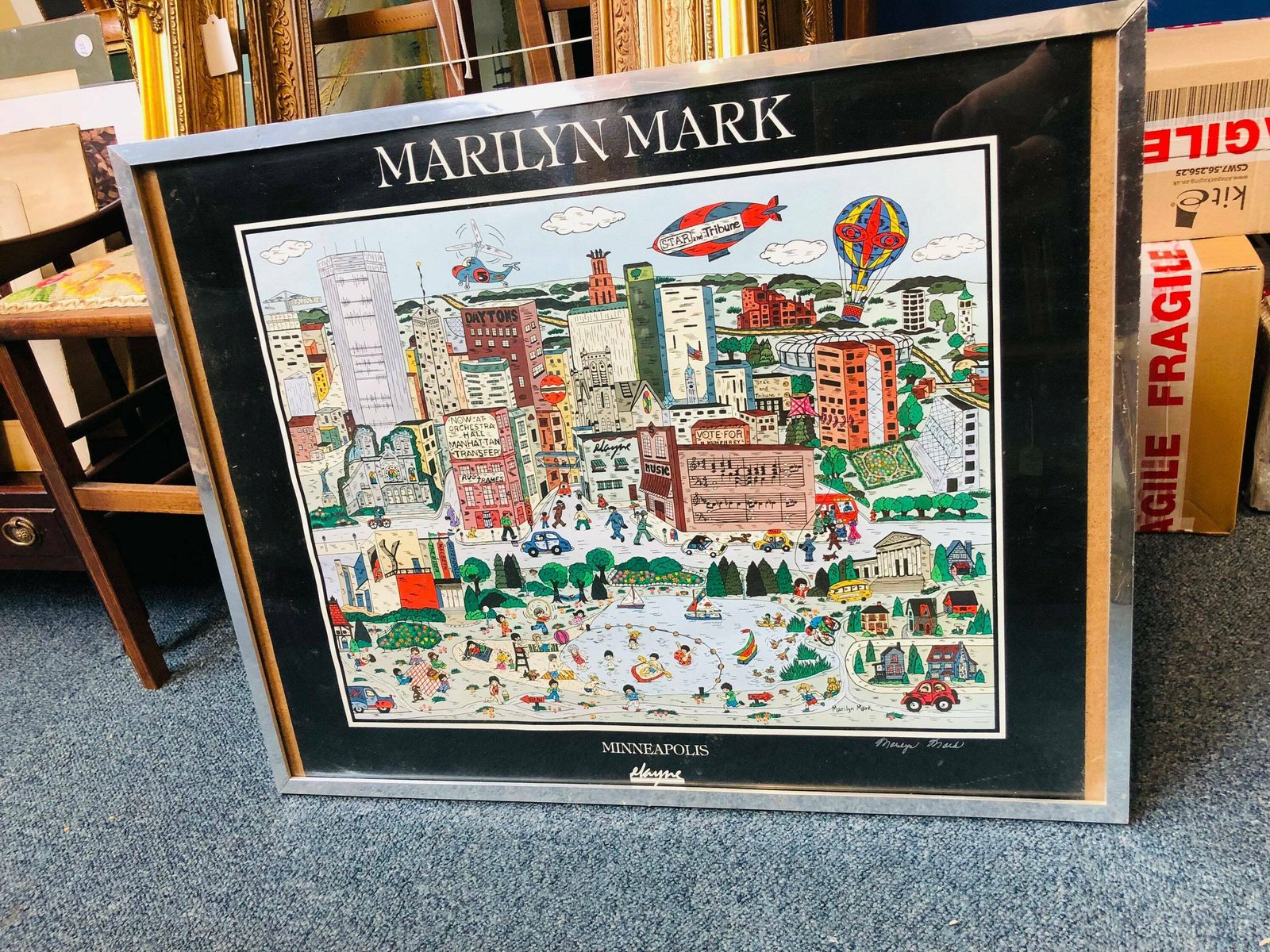 Retro Marilyn Mark Minneapolis Hand Signed Gallery Print Downtown Colourful Large Framed photo Art