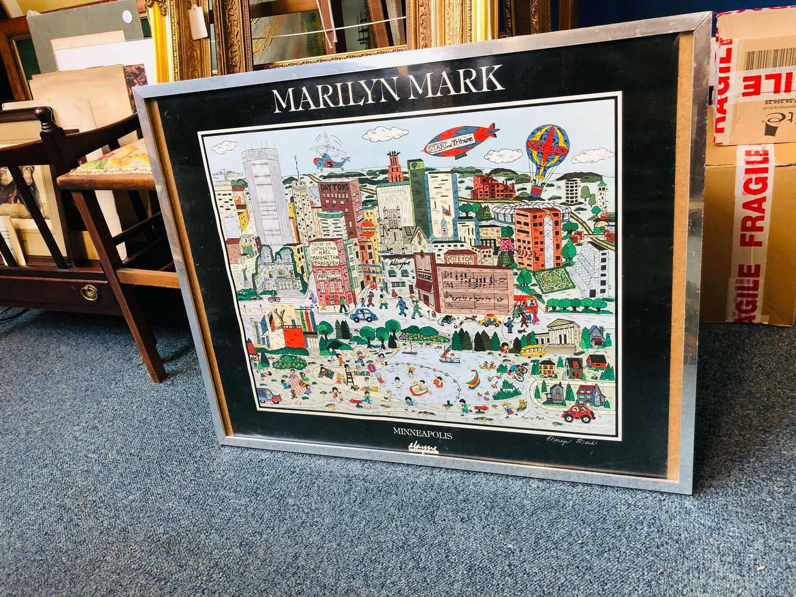 Retro Marilyn Mark Minneapolis Hand Signed Gallery Print Downtown Colourful Large Framed photo vintage