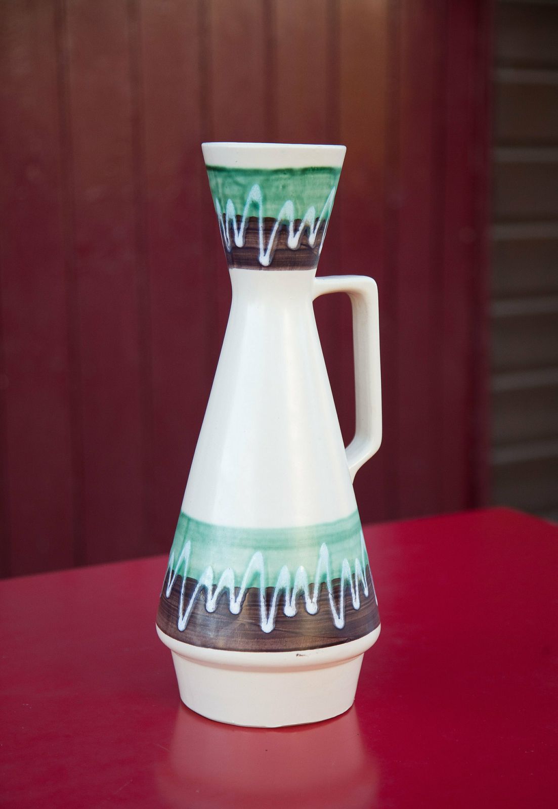 Vase West Germany 272/35, German Ceramic Vase With Handle, Flower Pot, Pottery, Kitchen Decoration, Home Decor, photo for sale