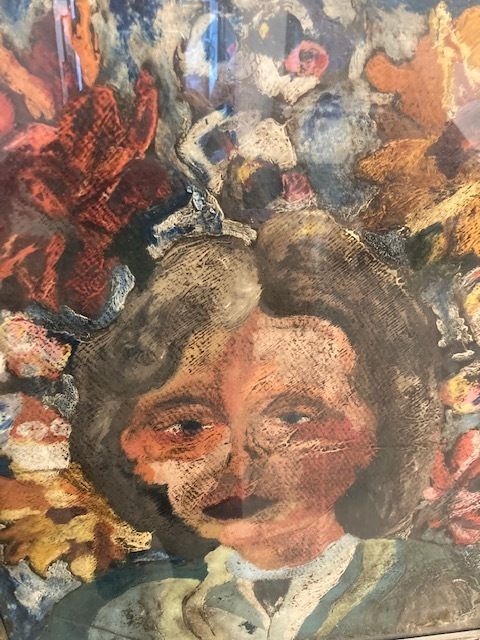 Painted Face Of A Girl Giuseppe Serafini Montelupo Fiorentino Oil On Cardboard photo for sale