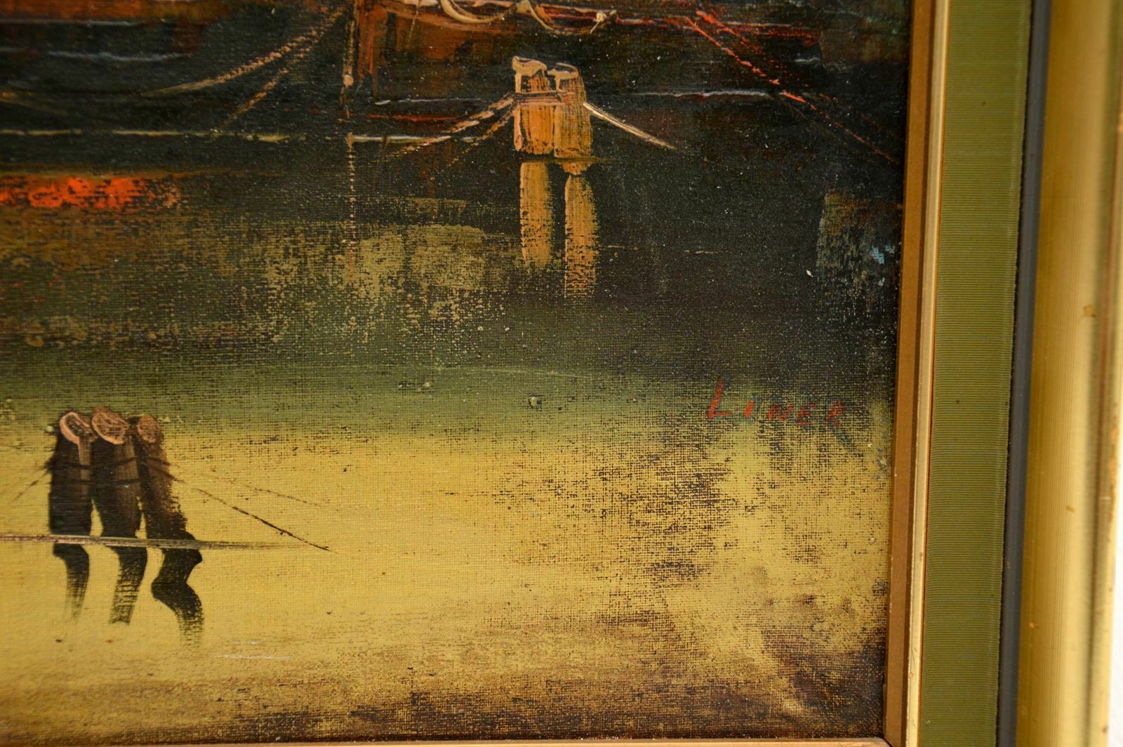 Antique Landscape Oil Painting Signed ‘Liner’ photo Art