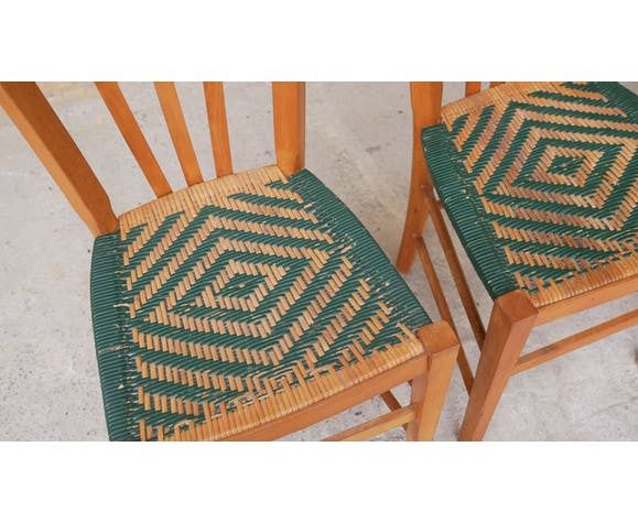 photo vinterior Cane Country Chair In Wood And Rattan