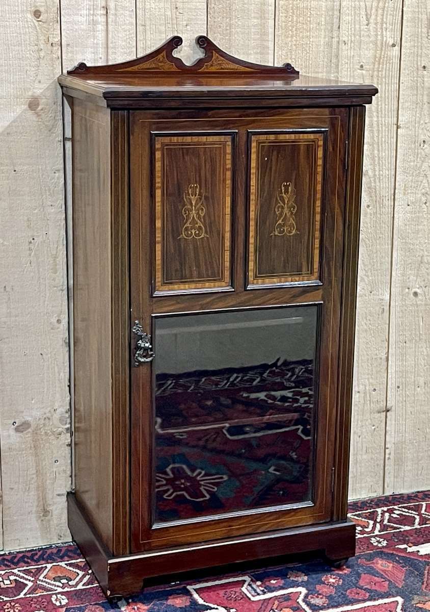 photo vintage 1 Door Mahogany Bookcase, English Work From The 19th Century
