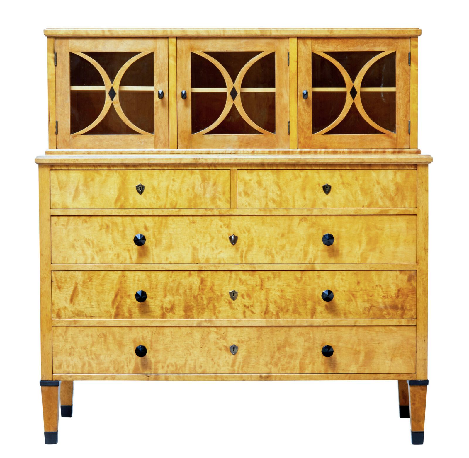 Late 19th Century Swedish Birch Art Nouveau Cabinet On Chest