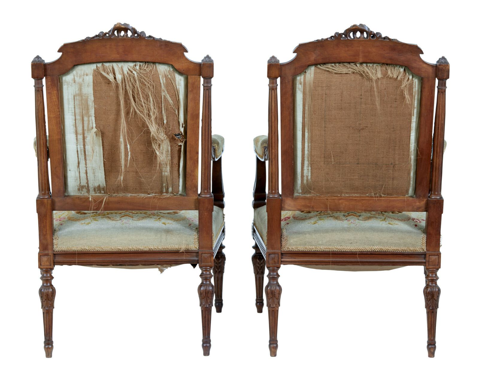 19th Century French Carved Walnut Tapestry Armchairs photo buy