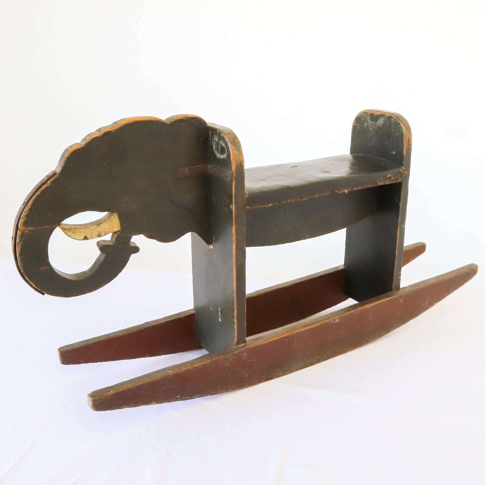 Vintage Children’s Elephant Rocker Leather Saddle & Original Paint photo vintage