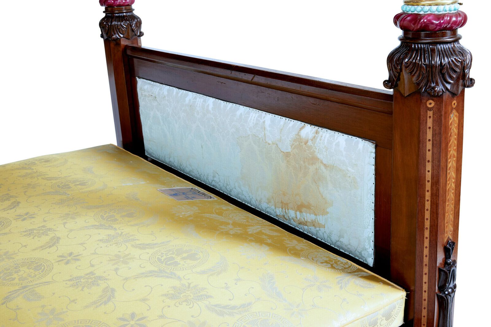 Furniture Rare 19th Century Mahogany And Porcelain 4 Poster Bed photo