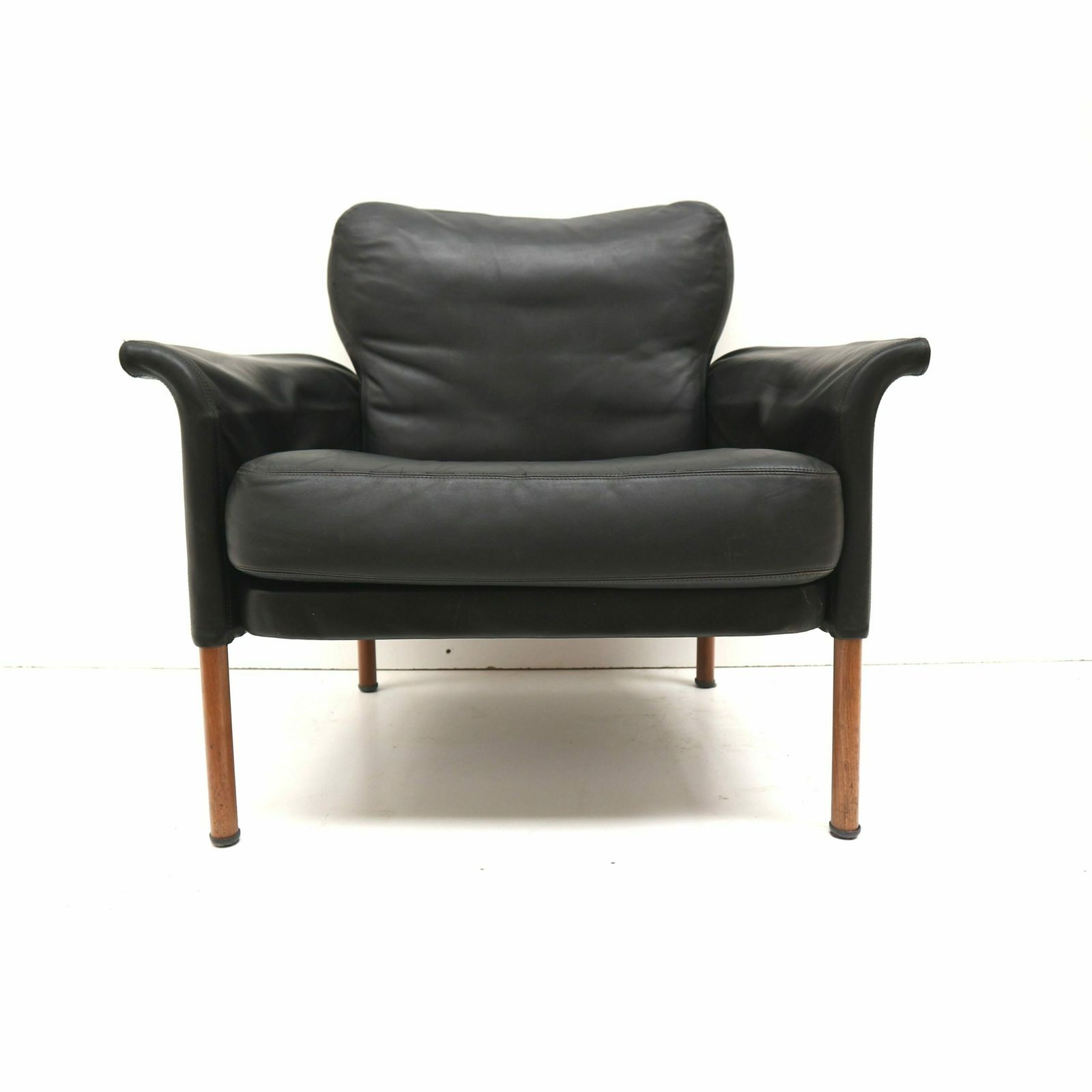 Black Leather Danish Design Leather Armchair Designed By Hans Olsen From The 1960s