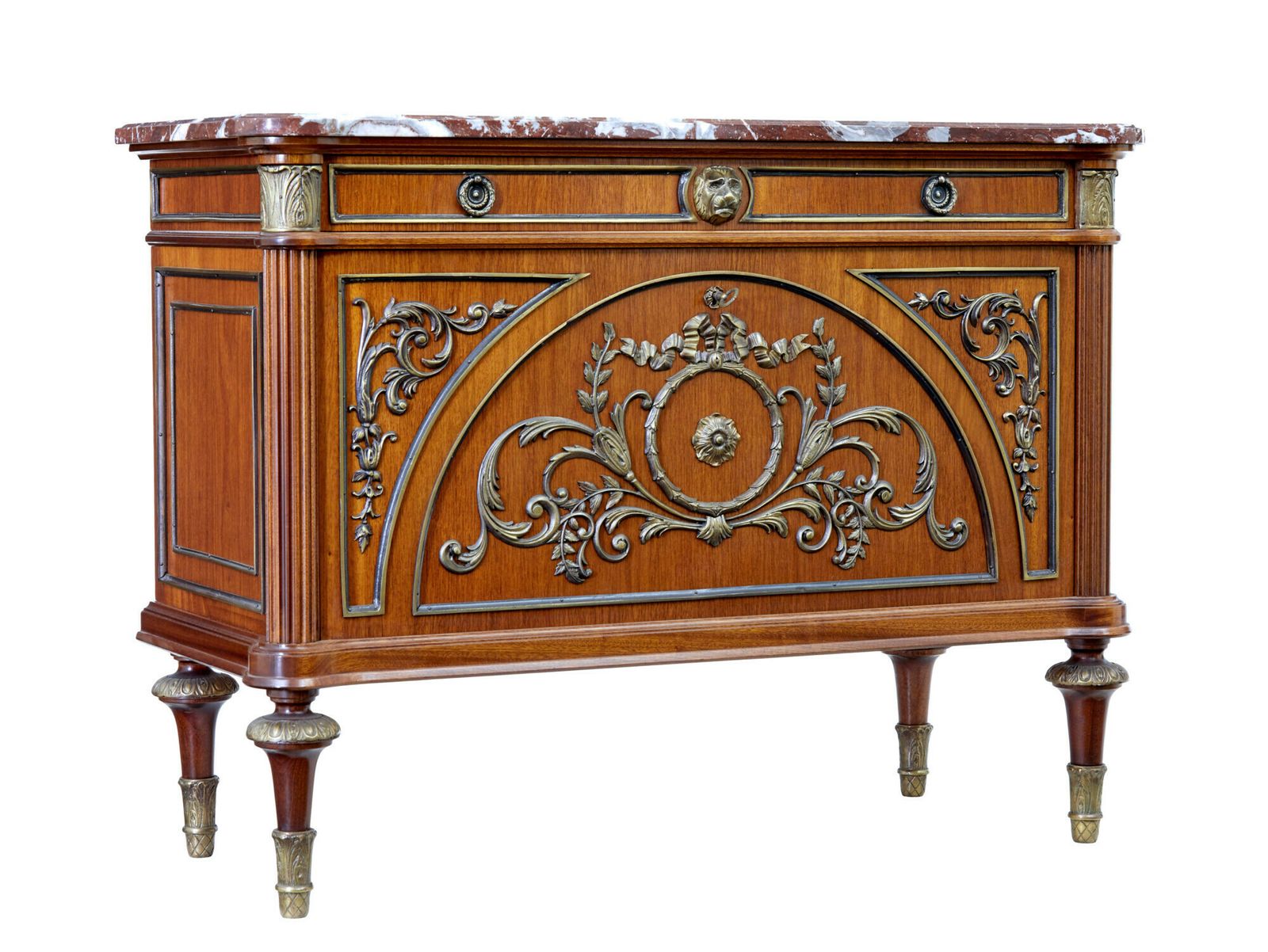 Mid 20th Century Mahogany Marble Top Chest Of Drawers