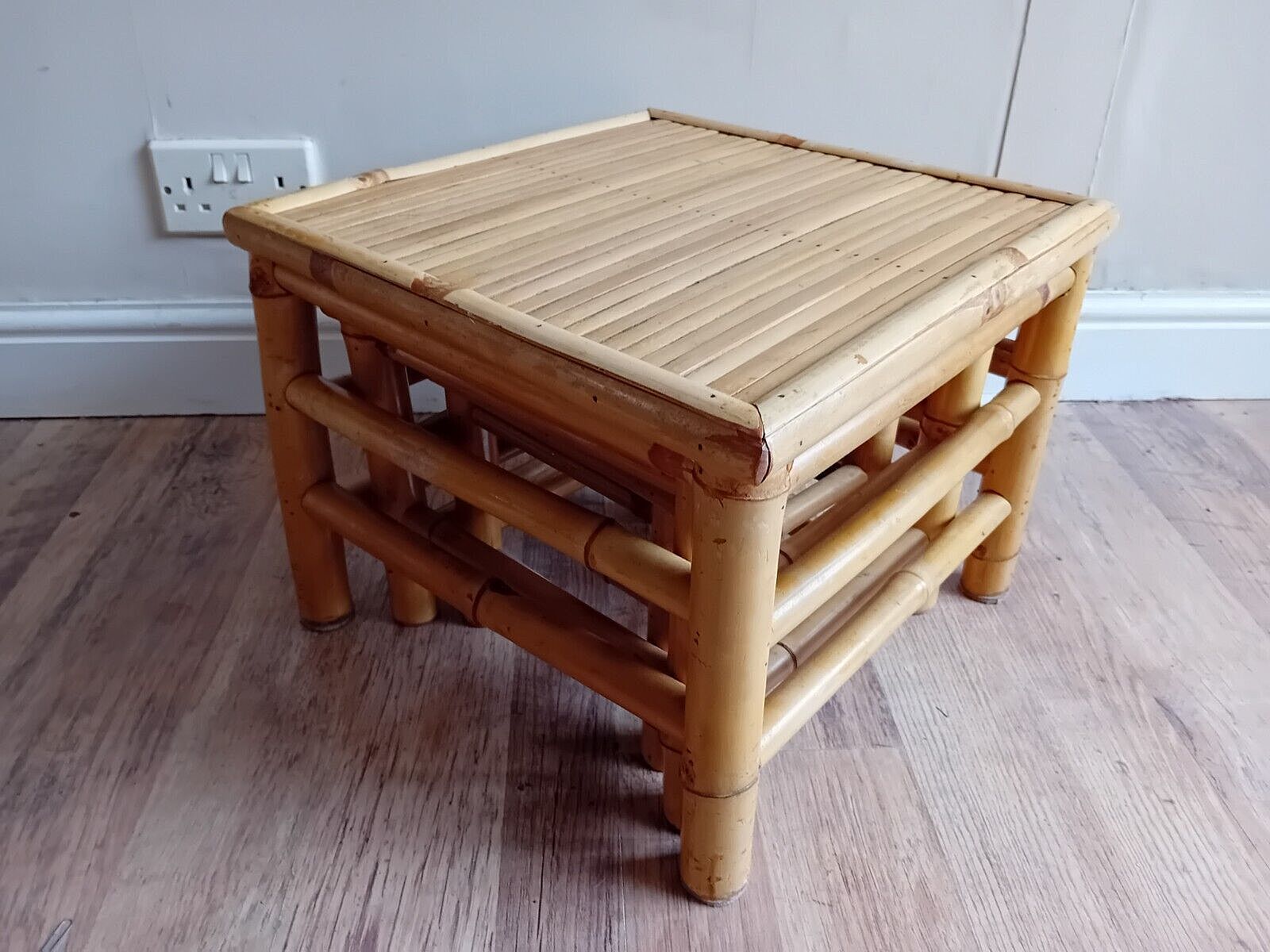 Original 1970's Mid Century Far Eastern Bamboo Boho Tiki Nest Of Tables photo 202.0