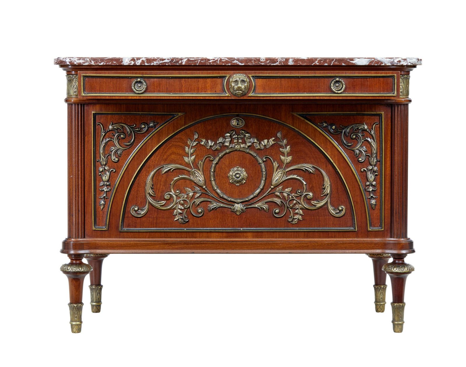 Mid Century Ornate Mahogany Marble Top Chest Of Drawers photo vinterior