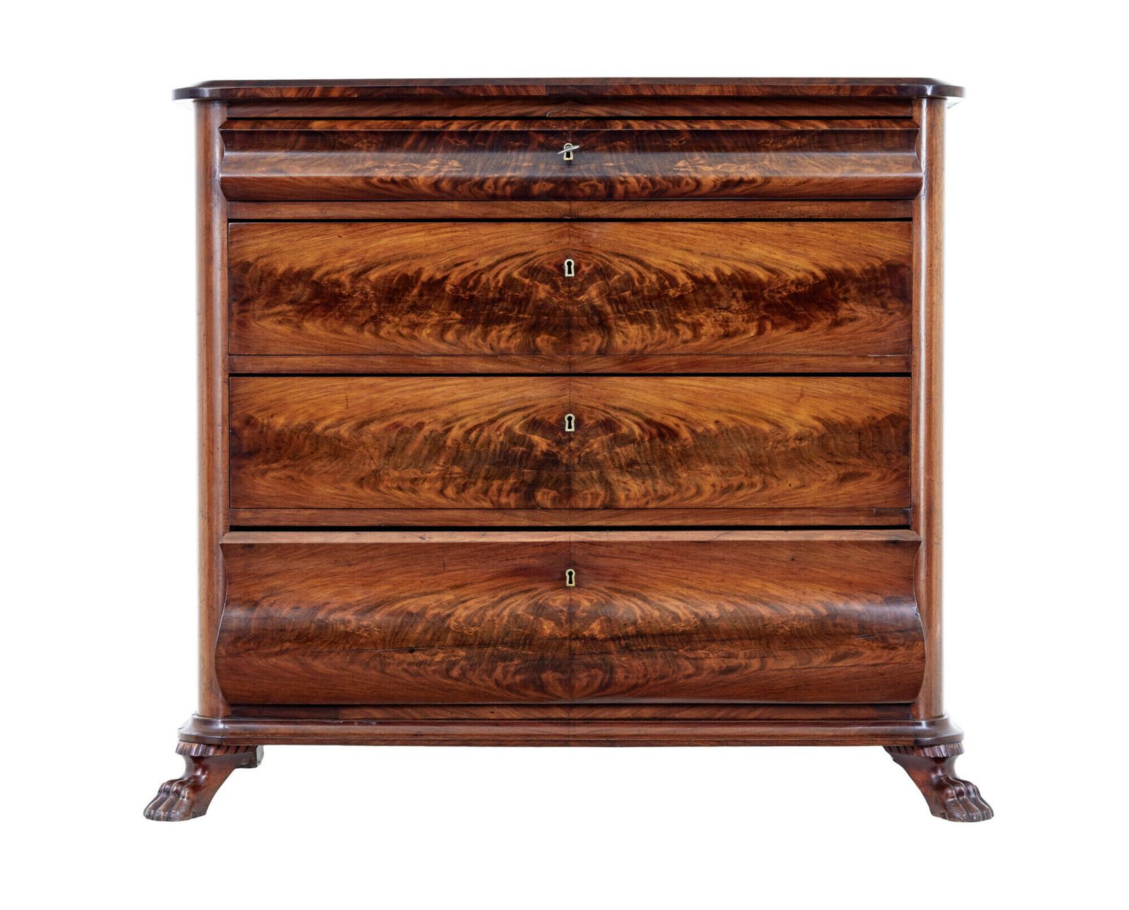 Danish Mid 19th Century Flame Mahogany Chest Of Drawers photo vinterior