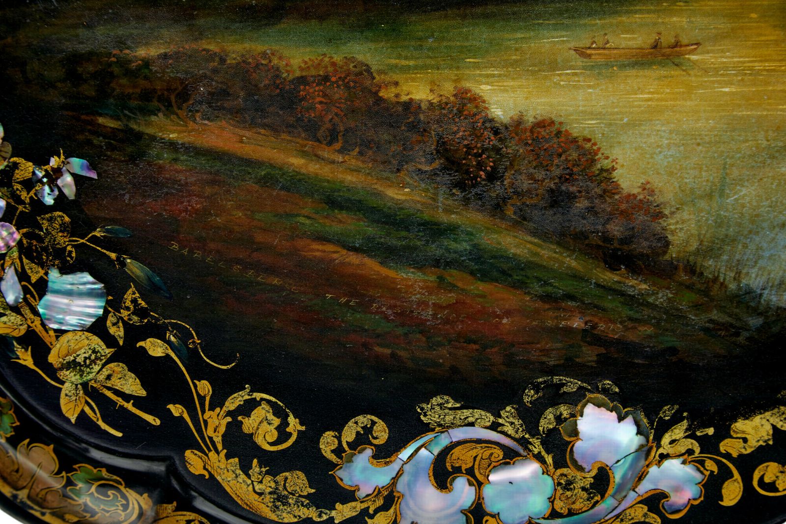 19th Century Papier Mache And Painted Mother Of Pearl Inlaid Tilt Top Table photo Furniture