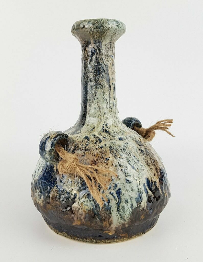 Vintage Dumler & Breiden Fat Lava Vase With Rope 1105 22 West German Pottery 1960s photo for sale