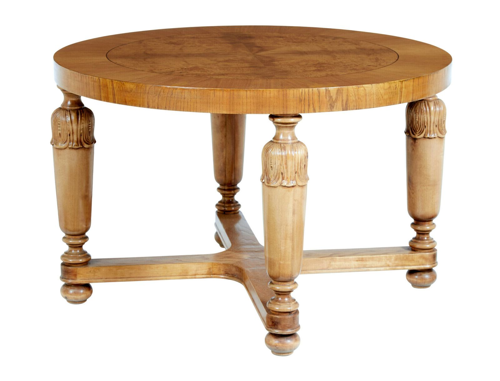 Art Deco Swedish Carved Birch And Elm Coffee Table