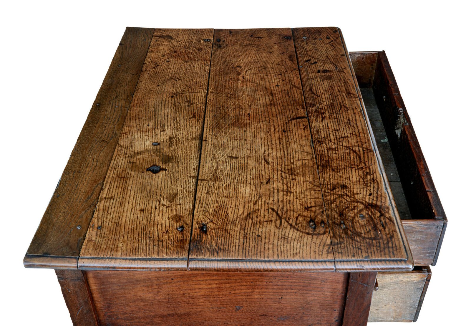 Early 18th Century English 2 Drawer Oak Side Table photo 2635.0
