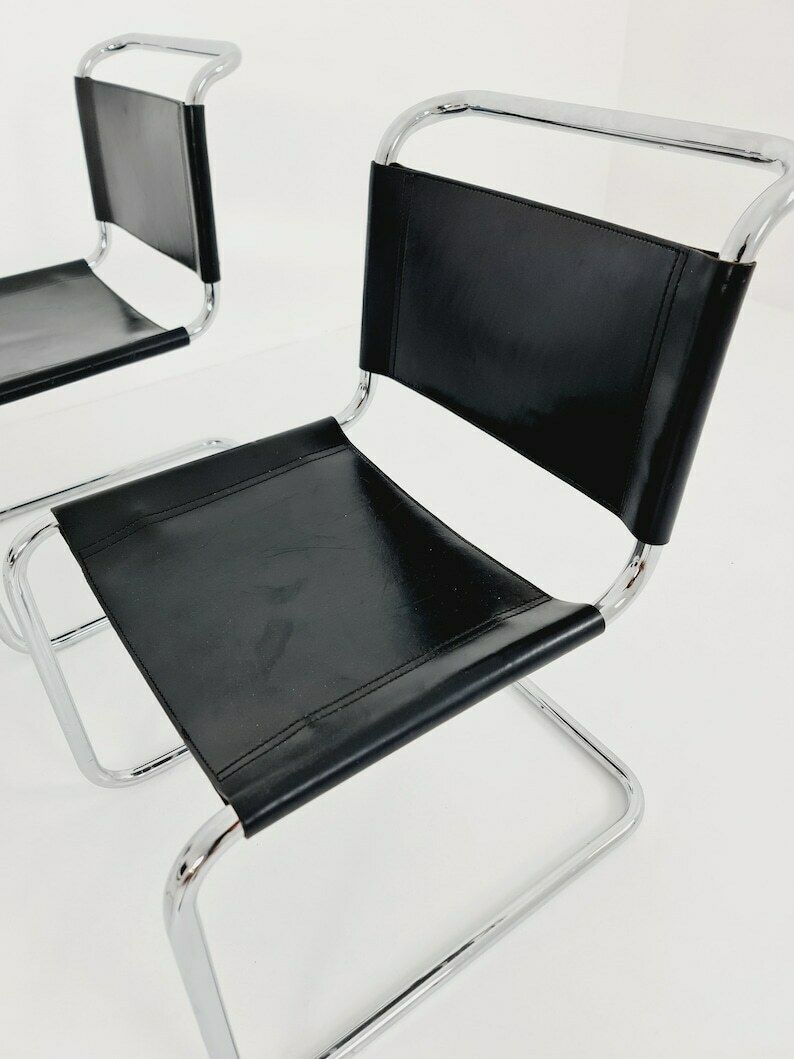 Set Of 4 Chairs Mid Century Vintage S33 Cognac Chairs By Mart Stam & Marcel Breuer From 1980s photo buy