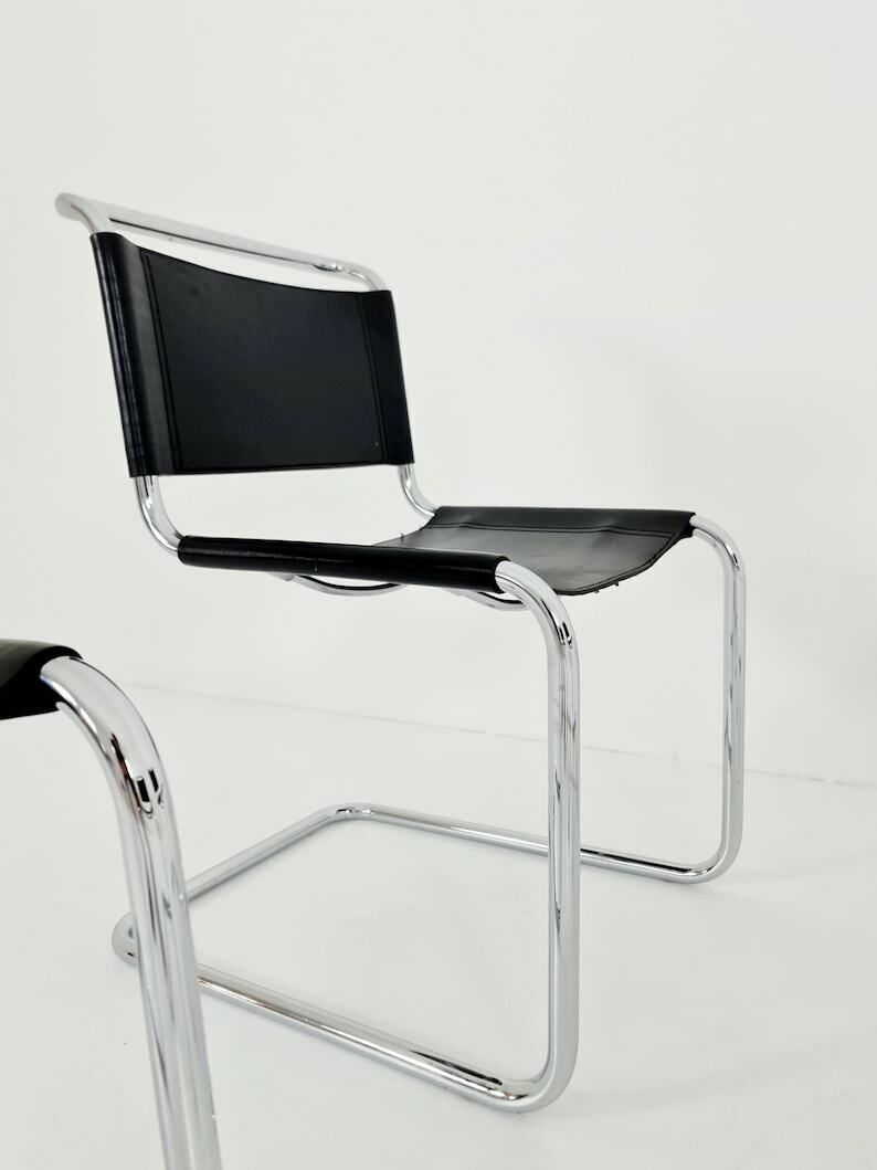 photo furniture Set Of 4 Chairs Mid Century Vintage S33 Cognac Chairs By Mart Stam & Marcel Breuer From 1980s