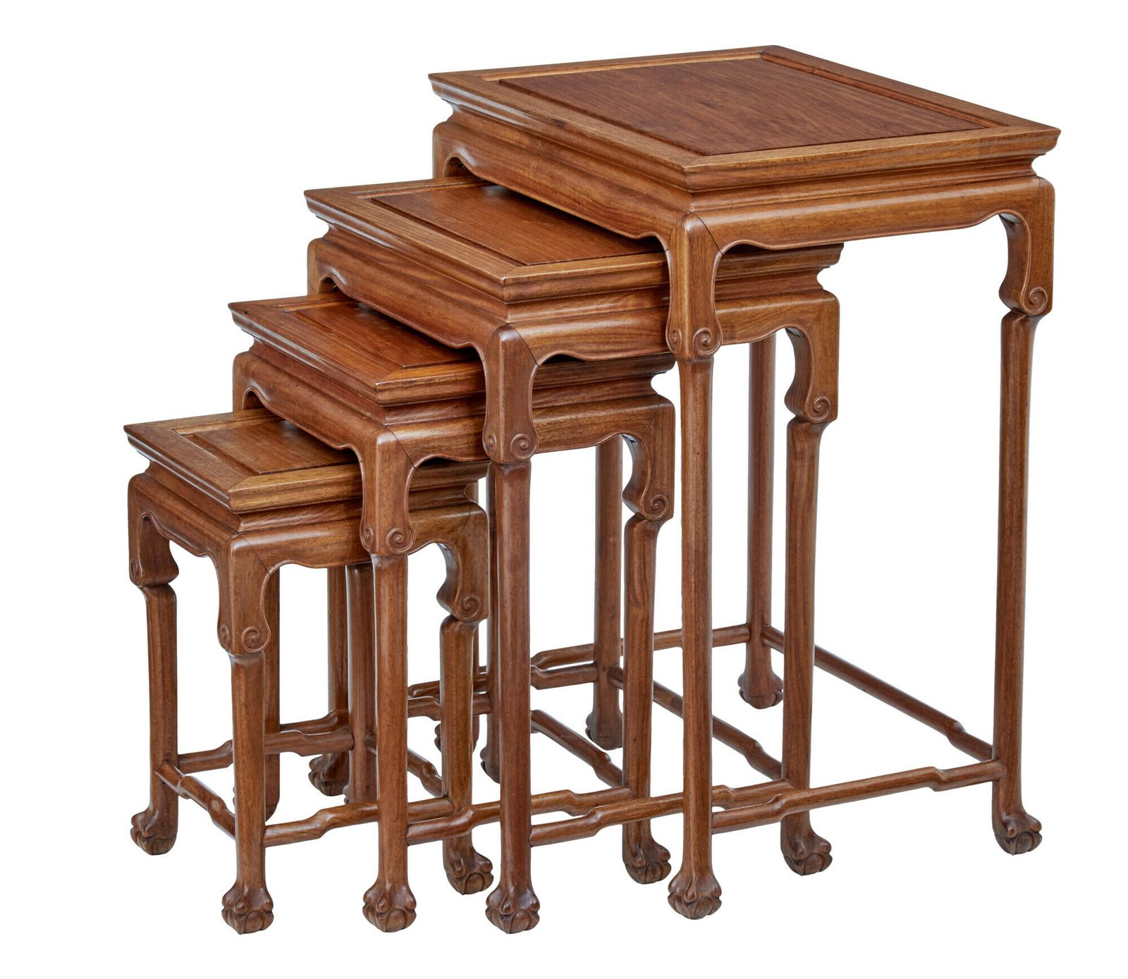 Nest Of 4 Hardwood Chinese Tables By Mayfair And Company