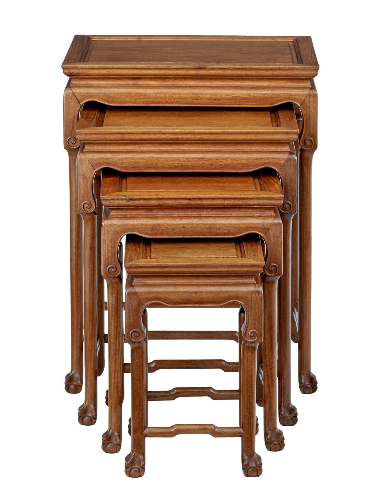 Nest Of 4 Hardwood Chinese Tables By Mayfair And Company photo buy
