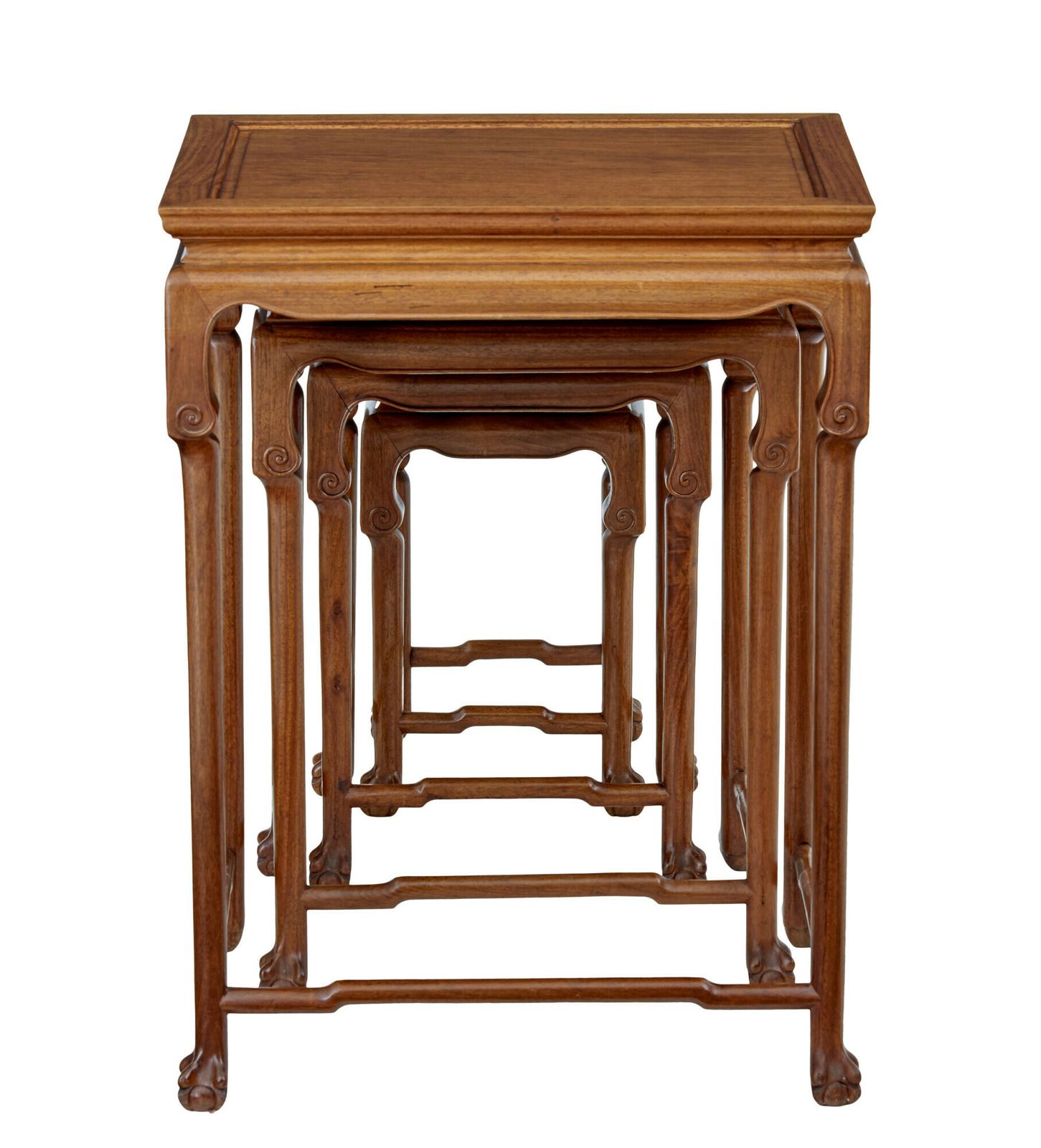 Nest Of 4 Hardwood Chinese Tables By Mayfair And Company photo vintage