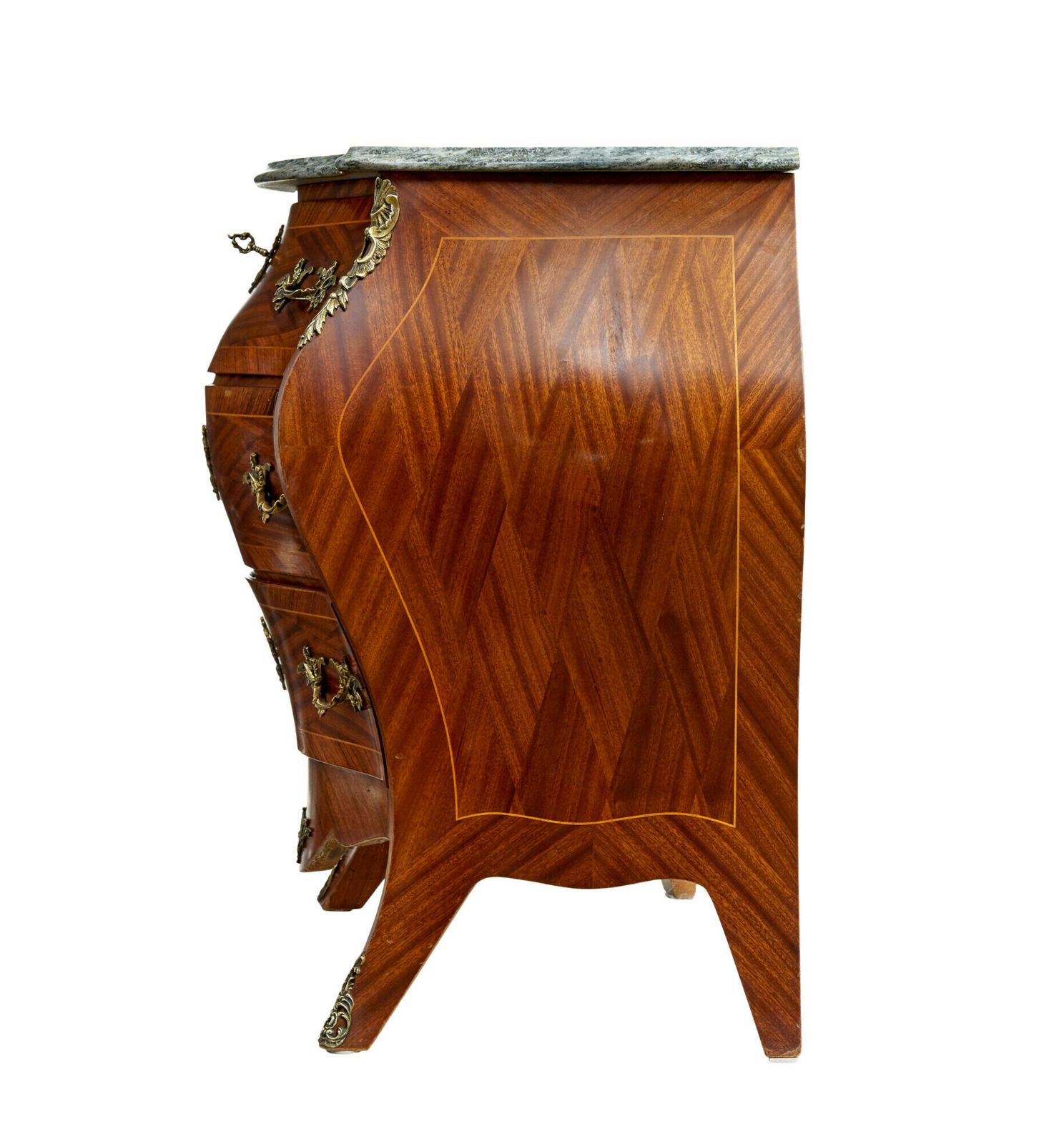 Mid Century Mahogany Bombe Commode Chest Of Drawers photo vinterior