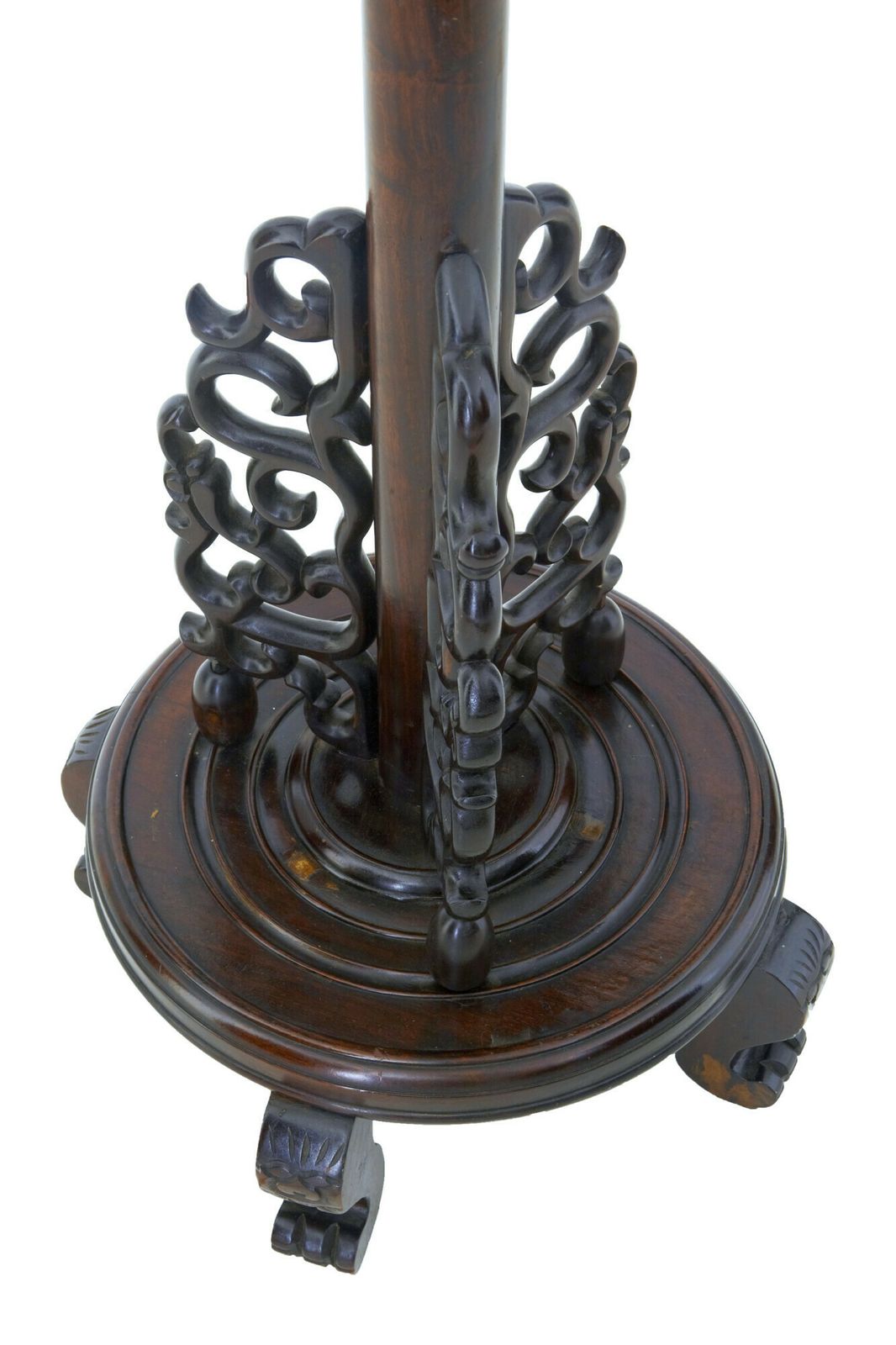 Early 20th Century Carved Chinese Hard Wood Floor Lamp photo Lighting