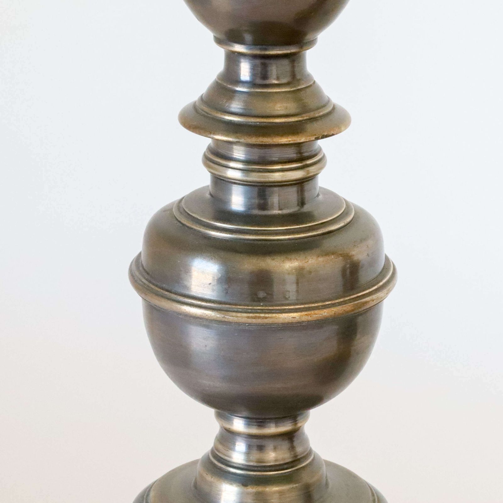 Pair Of Silvered Brass Candlesticks Later Converted To Lamps photo vinterior