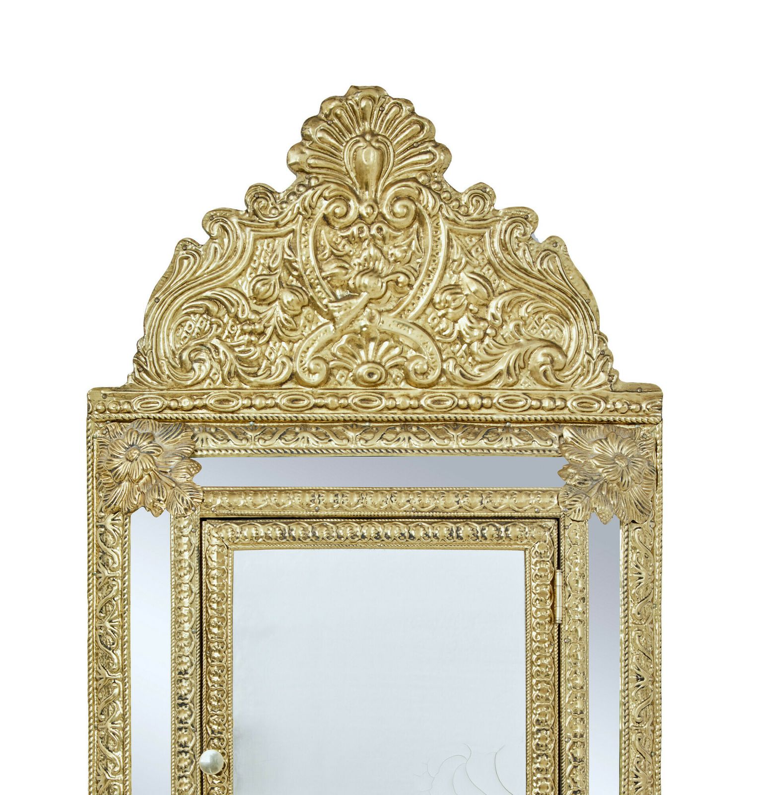 Mid 20th Century Aesthetic Movement Inspired Brass Hall Cushion Mirror photo furniture