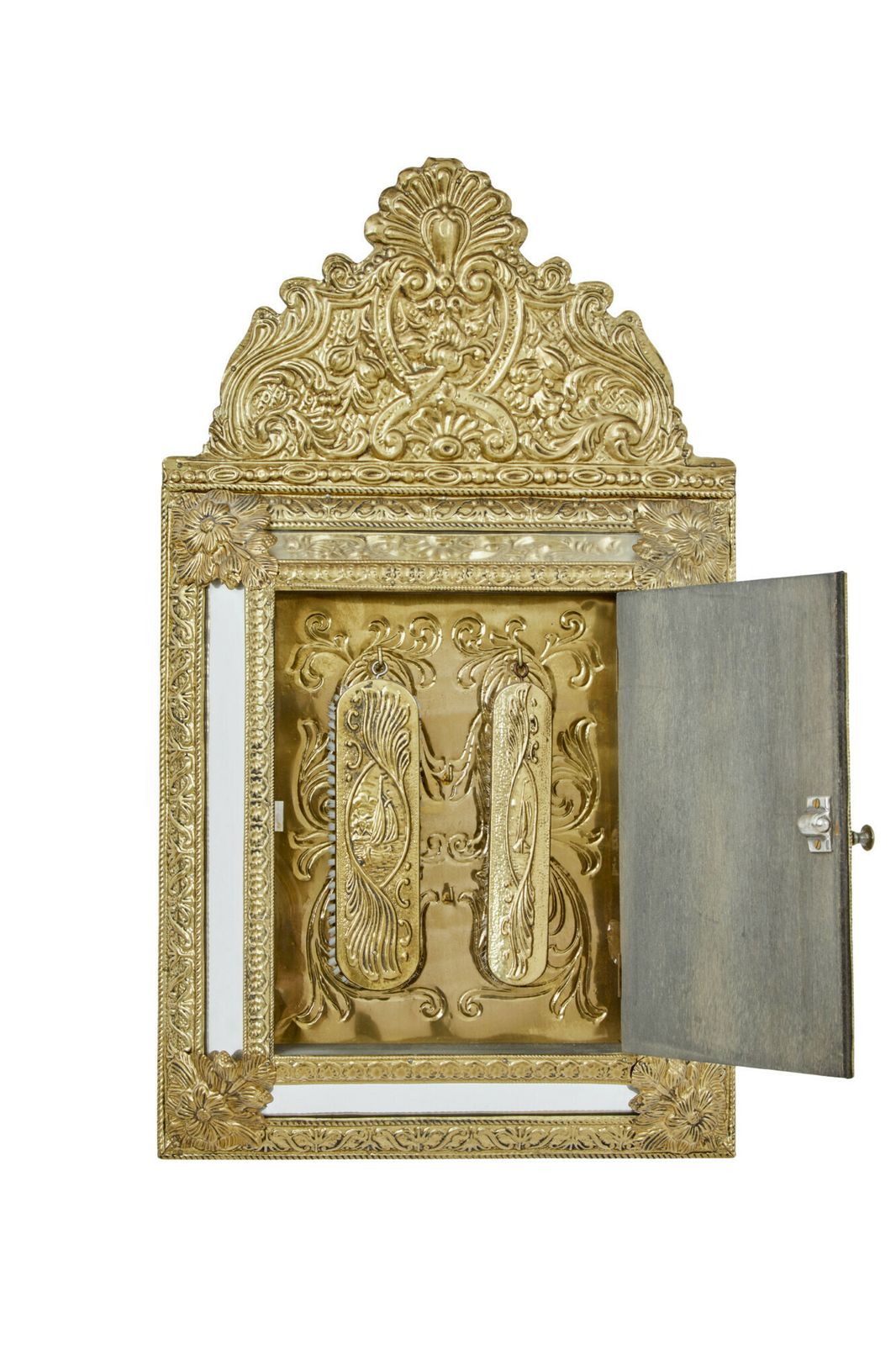 Mid 20th Century Aesthetic Movement Inspired Brass Hall Cushion Mirror photo Home Decor