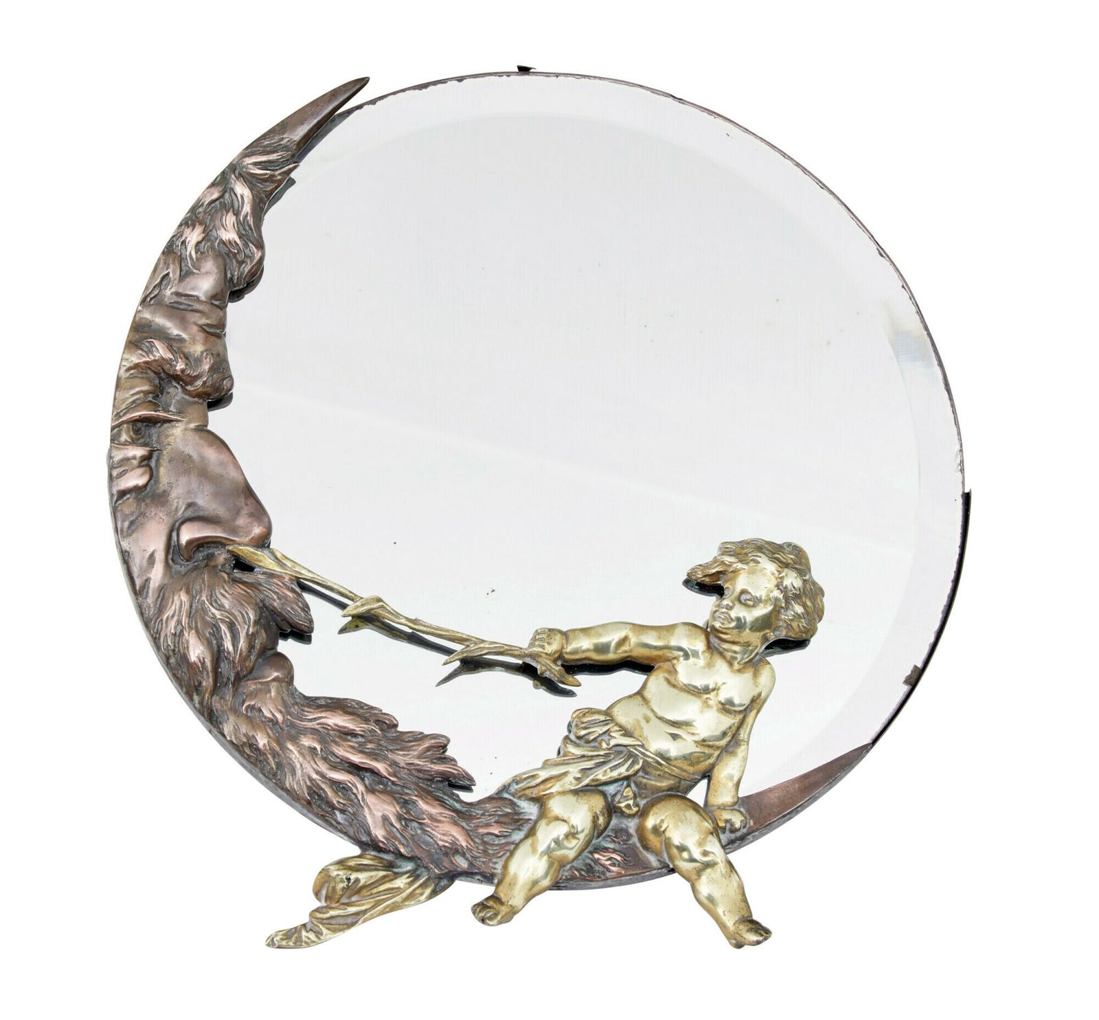 Period Art Deco Bronze And Brass Table Mirror