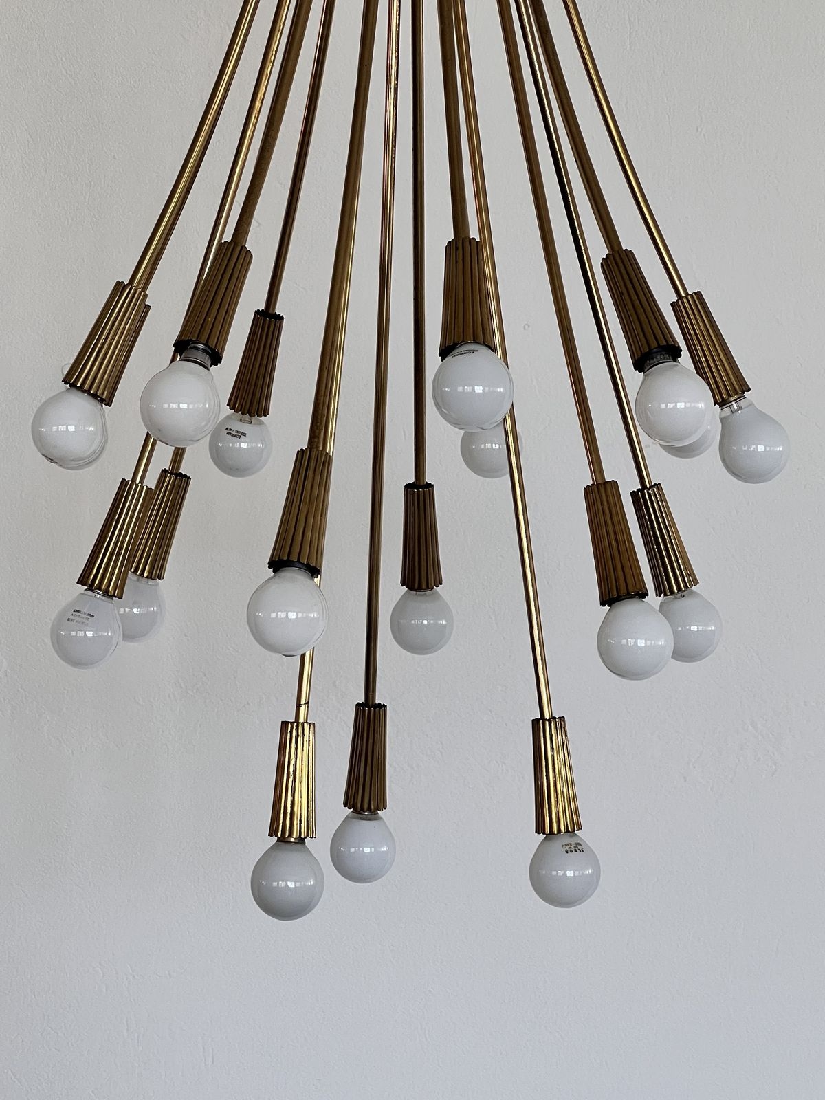 photo for sale Italian Chandelier In Brass With 18 Lights, 1970s