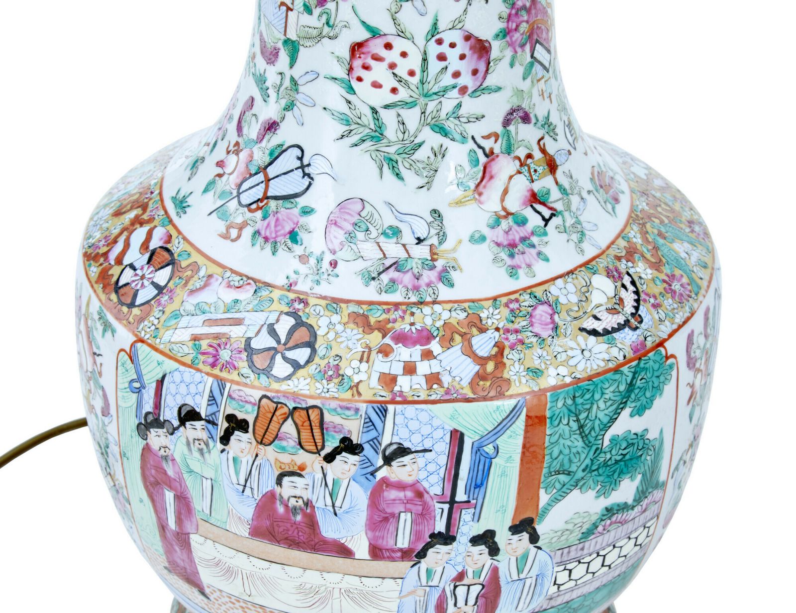Pair Of Early 20th Large Chinese Cantonese Vase Lamps photo for sale