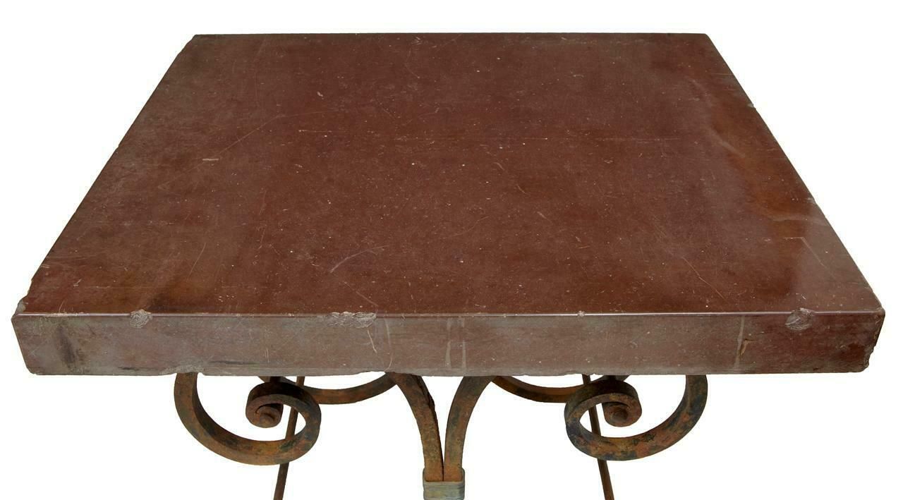 Pair Of 1920’s French Iron Baker Tables Marble Top photo 6545.0